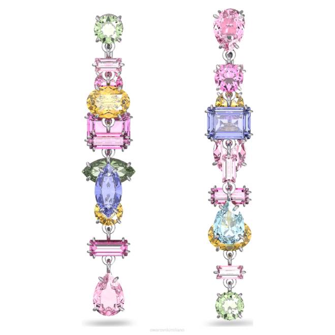 Swarovski DV4B847 gioielleria design asimmetrico, tagli misti, multicolore, rodiato orecchini pendenti gema