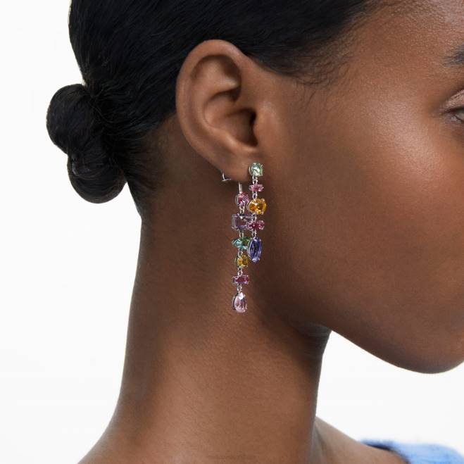 Swarovski DV4B847 gioielleria design asimmetrico, tagli misti, multicolore, rodiato orecchini pendenti gema