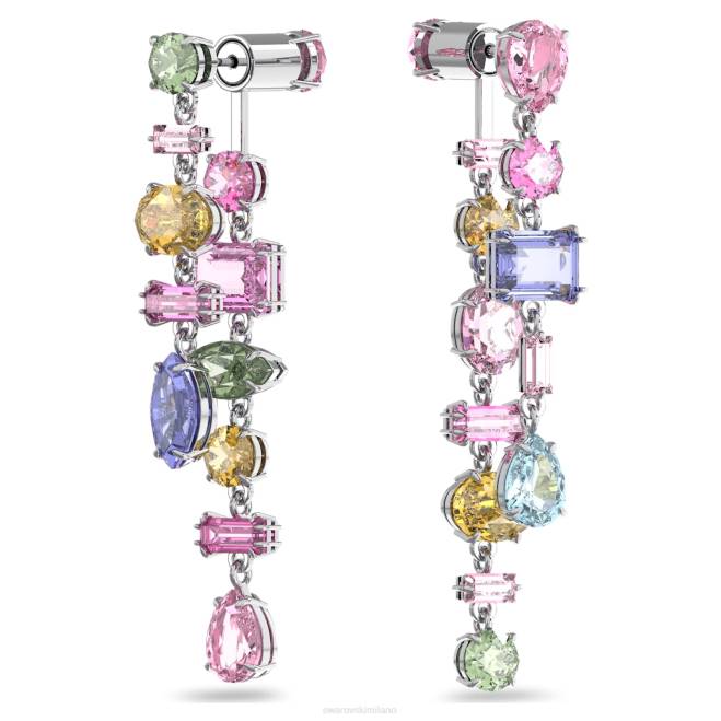 Swarovski DV4B847 gioielleria design asimmetrico, tagli misti, multicolore, rodiato orecchini pendenti gema