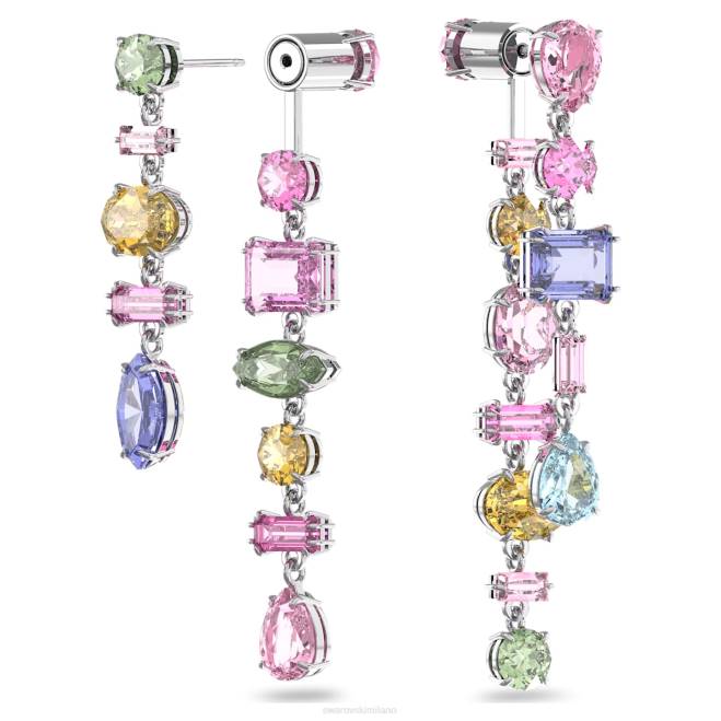 Swarovski DV4B847 gioielleria design asimmetrico, tagli misti, multicolore, rodiato orecchini pendenti gema