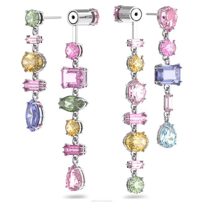Swarovski DV4B847 gioielleria design asimmetrico, tagli misti, multicolore, rodiato orecchini pendenti gema