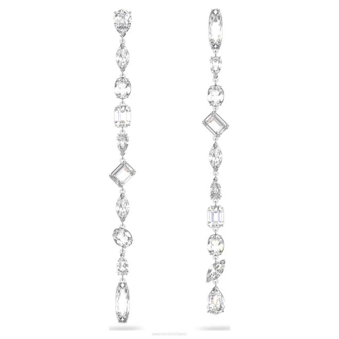 Swarovski DV4B848 gioielleria design asimmetrico, tagli misti, bianco, placcato rodio orecchini pendenti gema