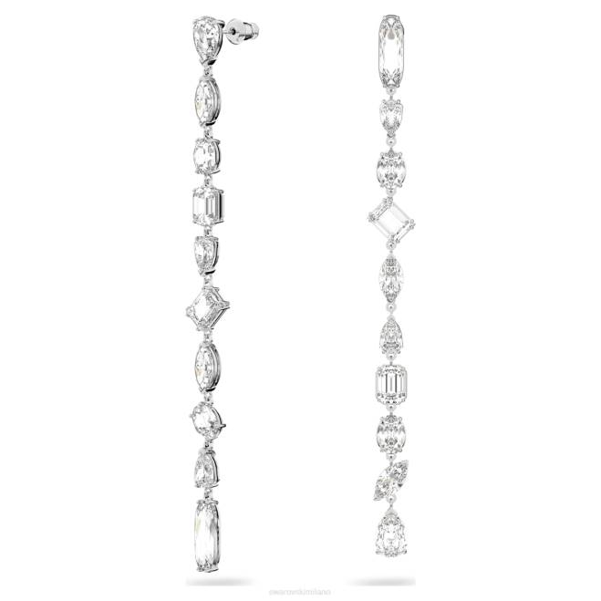 Swarovski DV4B848 gioielleria design asimmetrico, tagli misti, bianco, placcato rodio orecchini pendenti gema