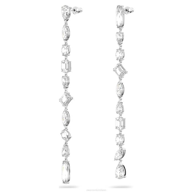 Swarovski DV4B848 gioielleria design asimmetrico, tagli misti, bianco, placcato rodio orecchini pendenti gema