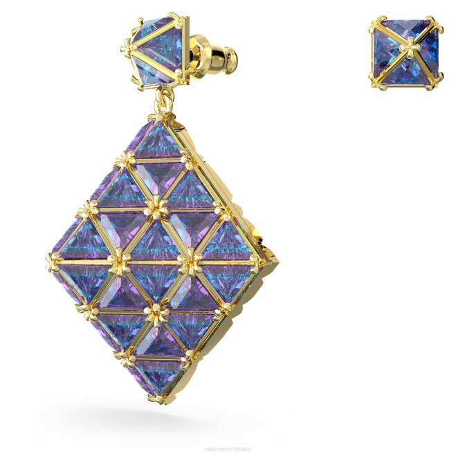 Swarovski DV4B851 gioielleria design asimmetrico, blu, placcato color oro orecchini pendenti curiosa