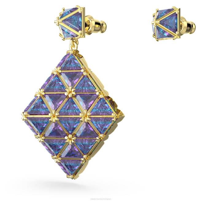 Swarovski DV4B851 gioielleria design asimmetrico, blu, placcato color oro orecchini pendenti curiosa