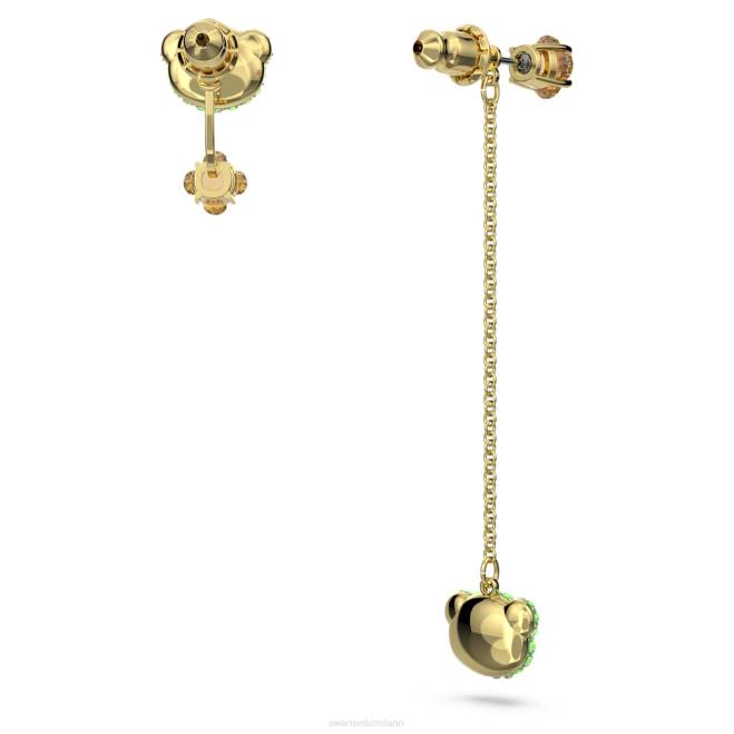Swarovski DV4B852 gioielleria design asimmetrico, orso, multicolore, placcato color oro orecchini pendenti con orsetto