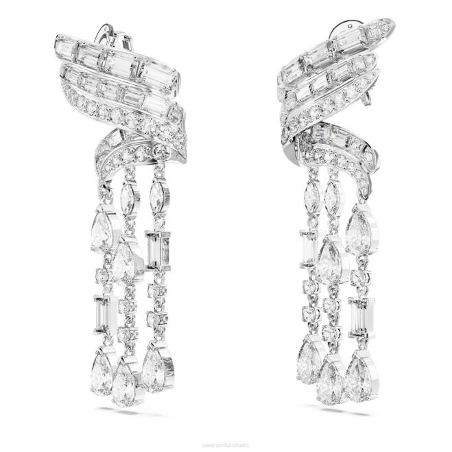 Swarovski DV4B855 gioielleria Zirconia carbonica neutra, tagli misti, bianca, rodiata orecchini pendenti con iperbole