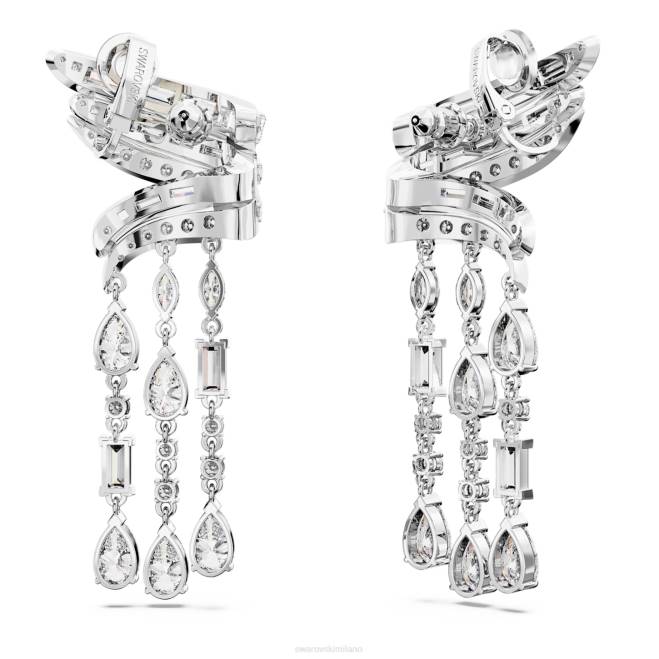 Swarovski DV4B855 gioielleria Zirconia carbonica neutra, tagli misti, bianca, rodiata orecchini pendenti con iperbole