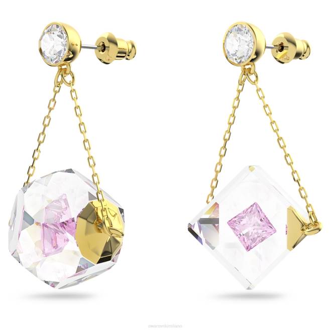 Swarovski DV4B856 gioielleria design asimmetrico, chaton fluttuante, rosa, placcato color oro orecchini pendenti curiosa