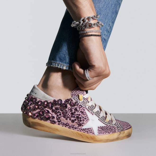 Swarovski DV4B1508 scarpe da ginnastica rosa Scarpe da ginnastica Golden Goose Super Star da donna